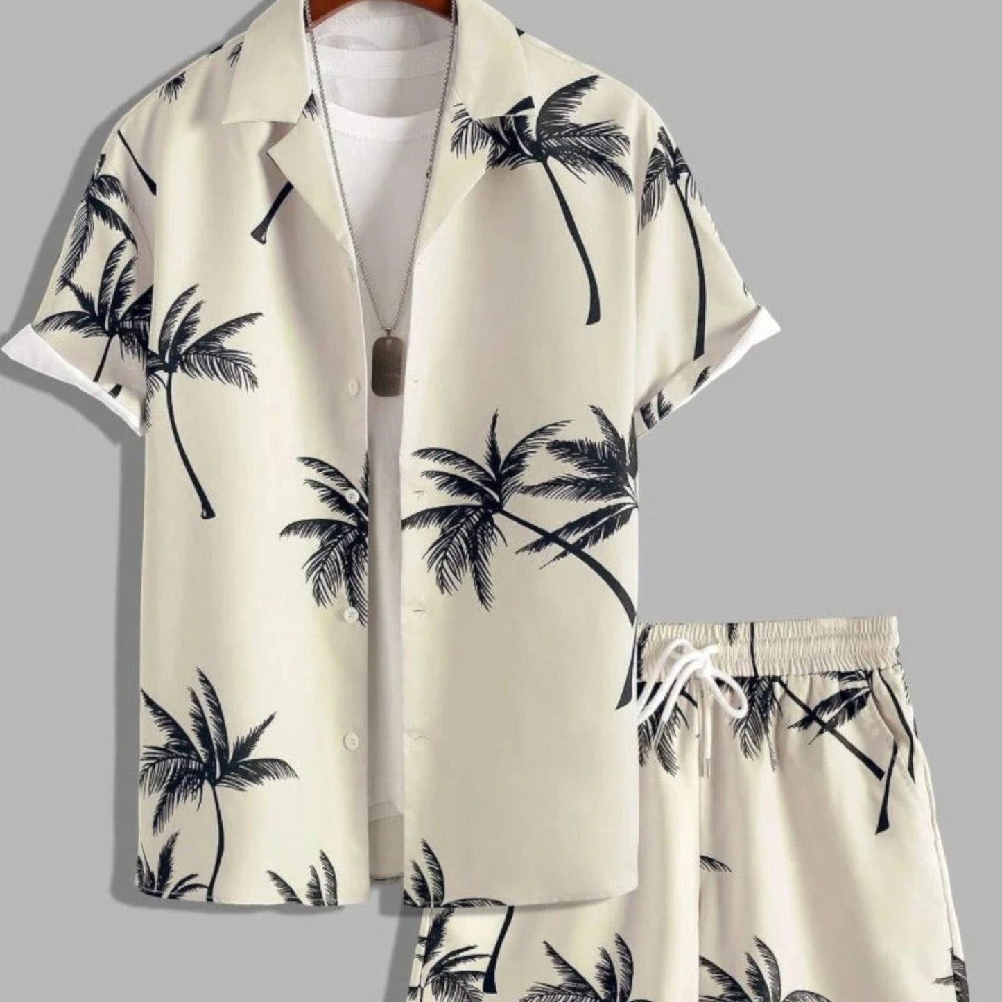 Moritz | Ensemble Été Homme Imprimé Tropical Chemise Manches Courtes Col Revers + Short Taille Élastique