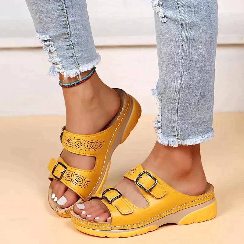 Arlette | Sandales Compensées Élégantes pour Femme – Ouvertes, Confort et Design Antidérapant, Boucles Réglables