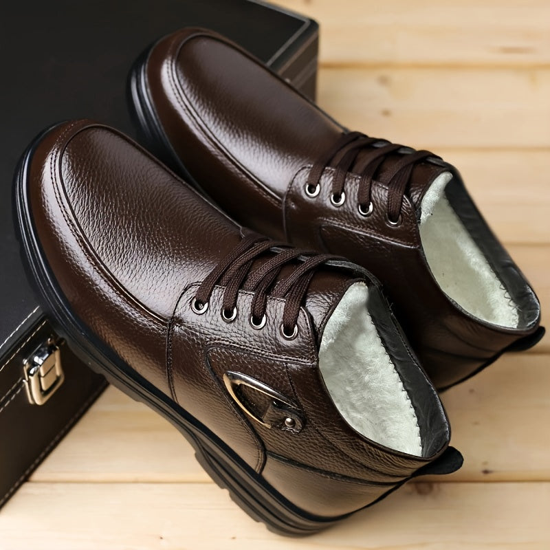 Sylven | Bottes d’Hiver Homme Élégantes, Chaussures Hautes à Lacets avec Doublure Chaude Matelassée