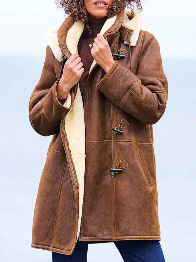 Vienne | Manteau Femme Vintage à Capuche, Doublure Polaire Chaude pour l’Hiver