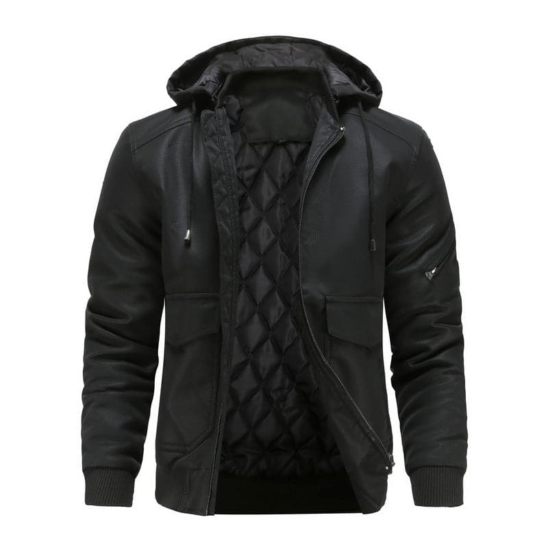 Radcliffe | Veste Homme Effet Cuir, Doublure Matelassée, Capuche Ajustable et Zip