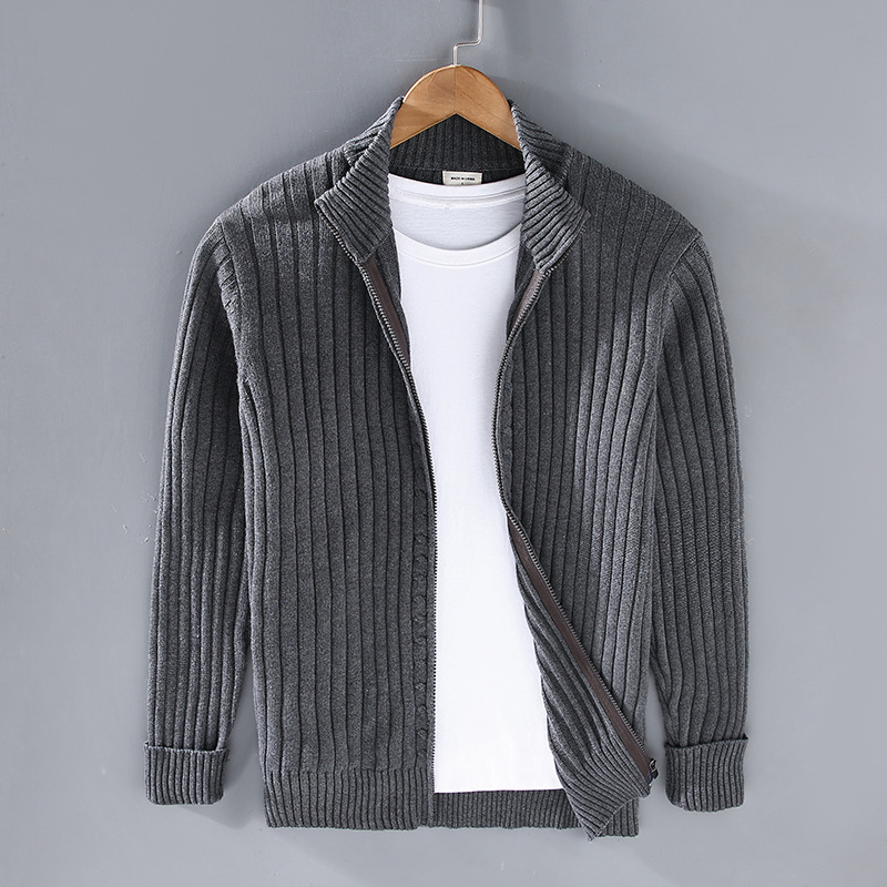 Zane | Gilet Zippé Homme à Col Montant | Cardigan Côtelé Élégant et Confortable pour le Quotidien