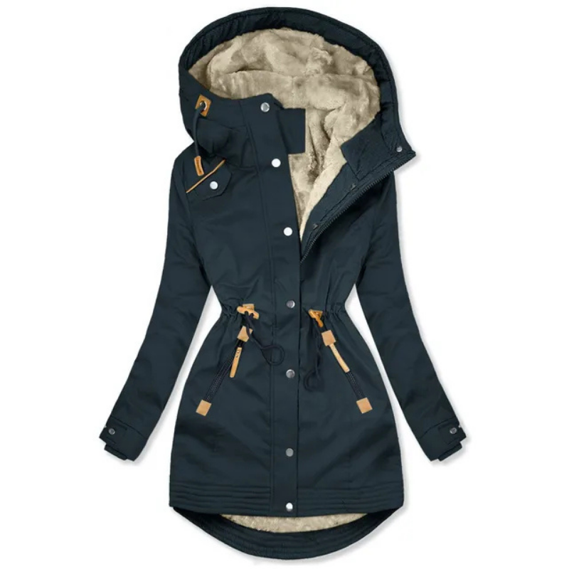 Caprina | Parka Femme Hiver avec Capuche, Doublure Polaire, Fermeture Éclair & Taille Ajustable