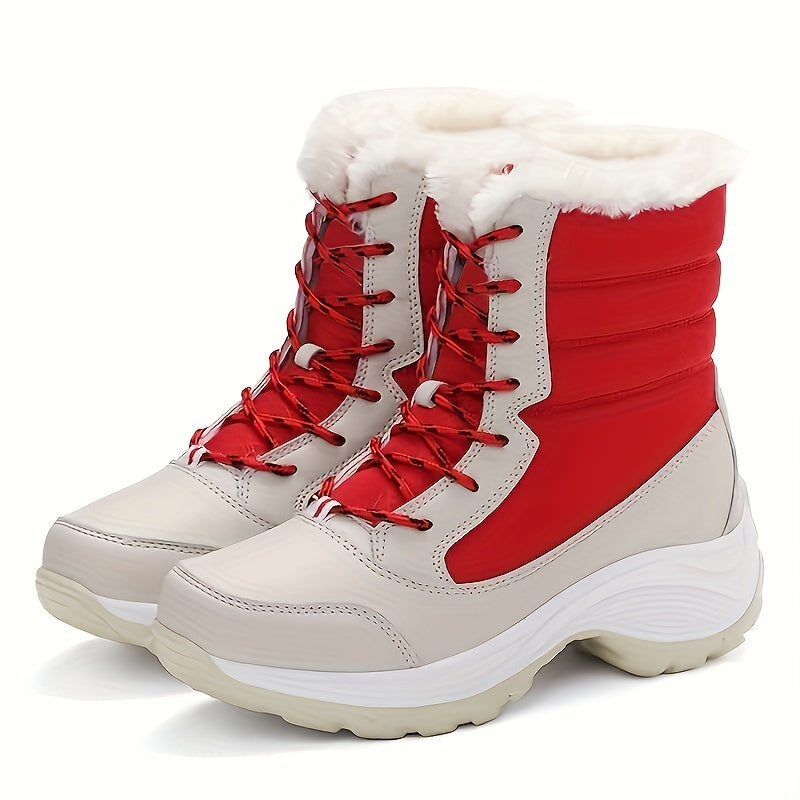 Aubépine | Bottes Hiver Femme à Lacets avec Doublure Chaude, Semelle Plateforme & Bout Rond