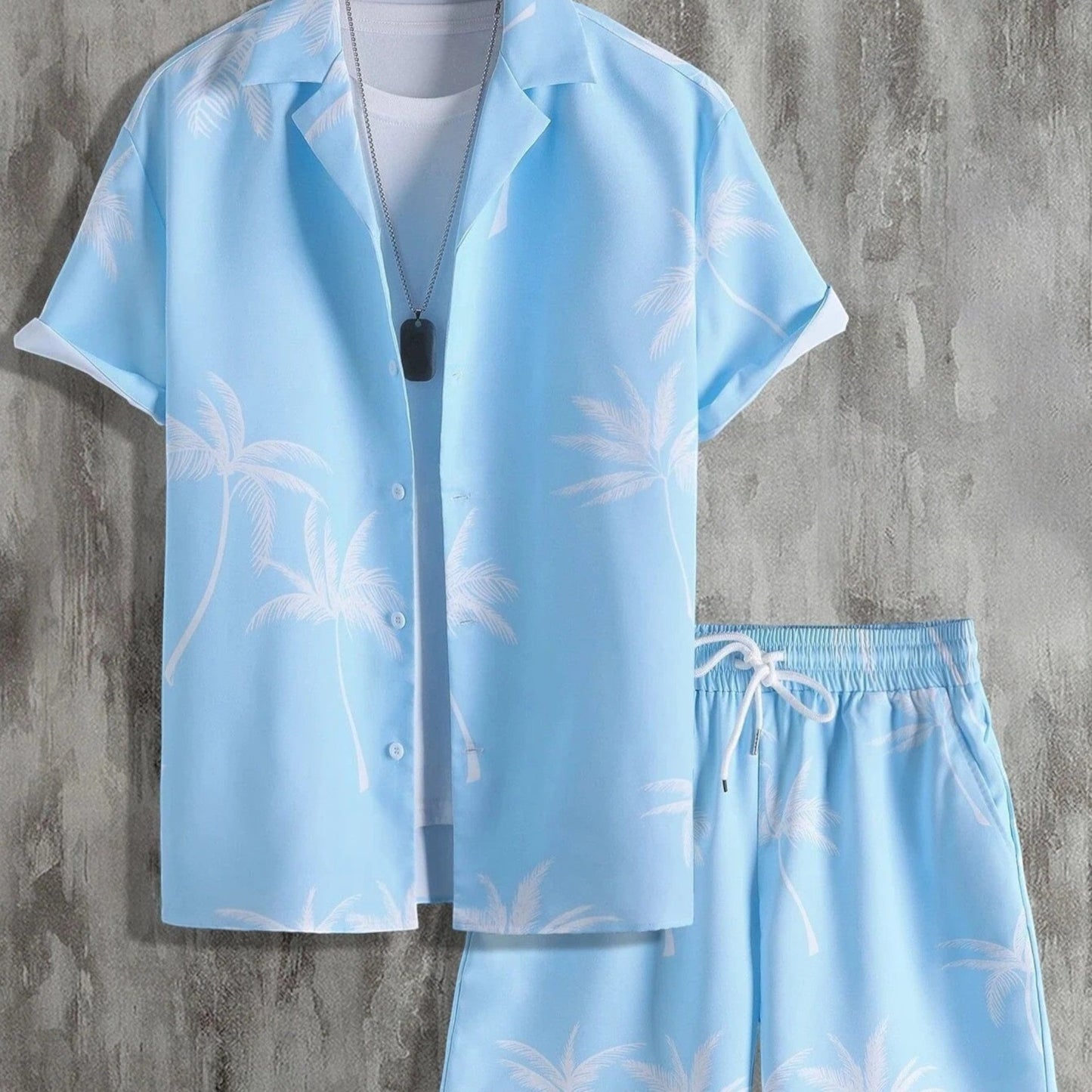Moritz | Ensemble Été Homme Imprimé Tropical Chemise Manches Courtes Col Revers + Short Taille Élastique