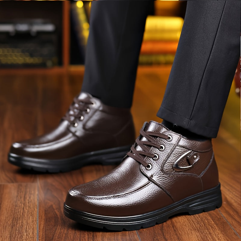 Sylven | Bottes d’Hiver Homme Élégantes, Chaussures Hautes à Lacets avec Doublure Chaude Matelassée