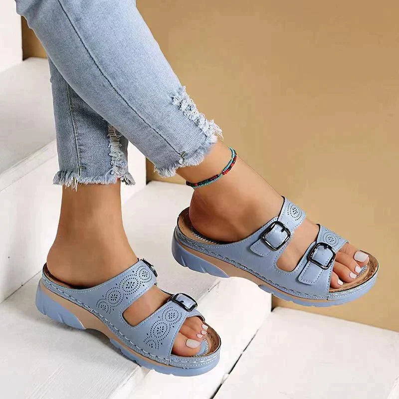Arlette | Sandales Compensées Élégantes pour Femme – Ouvertes, Confort et Design Antidérapant, Boucles Réglables