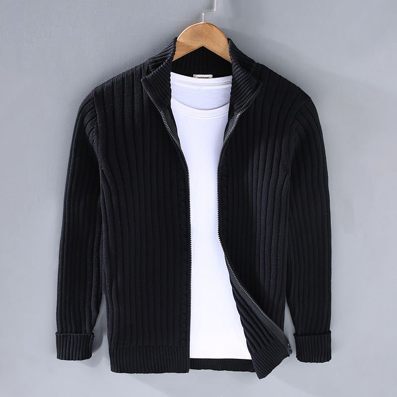 Zane | Gilet Zippé Homme à Col Montant | Cardigan Côtelé Élégant et Confortable pour le Quotidien