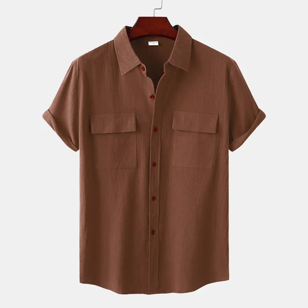 Wilhelm | Chemise Homme Manches Courtes Style Décontracté avec Col Revers et Poches à Rabat – Idéale pour l’Été