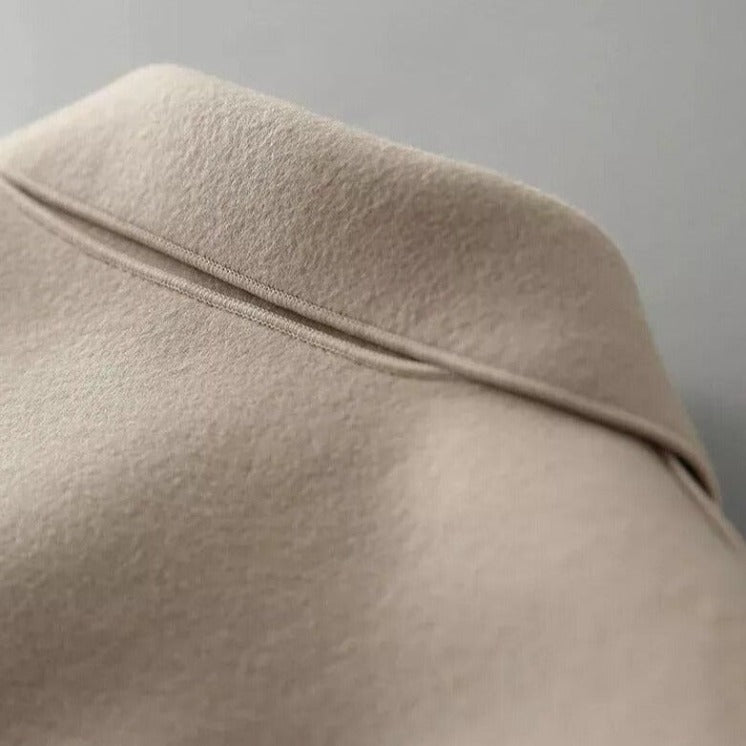 Virginie | Veste Femme Beige Élégante à Col Revers et Boutons, Style Chic et Polyvalent