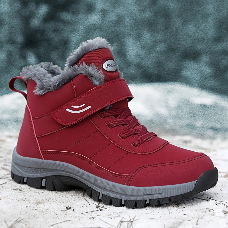 Bathilde | Bottes d’Hiver Unisex, Chaussures Chaudes Cheville avec Lacets et Fermeture Velcro