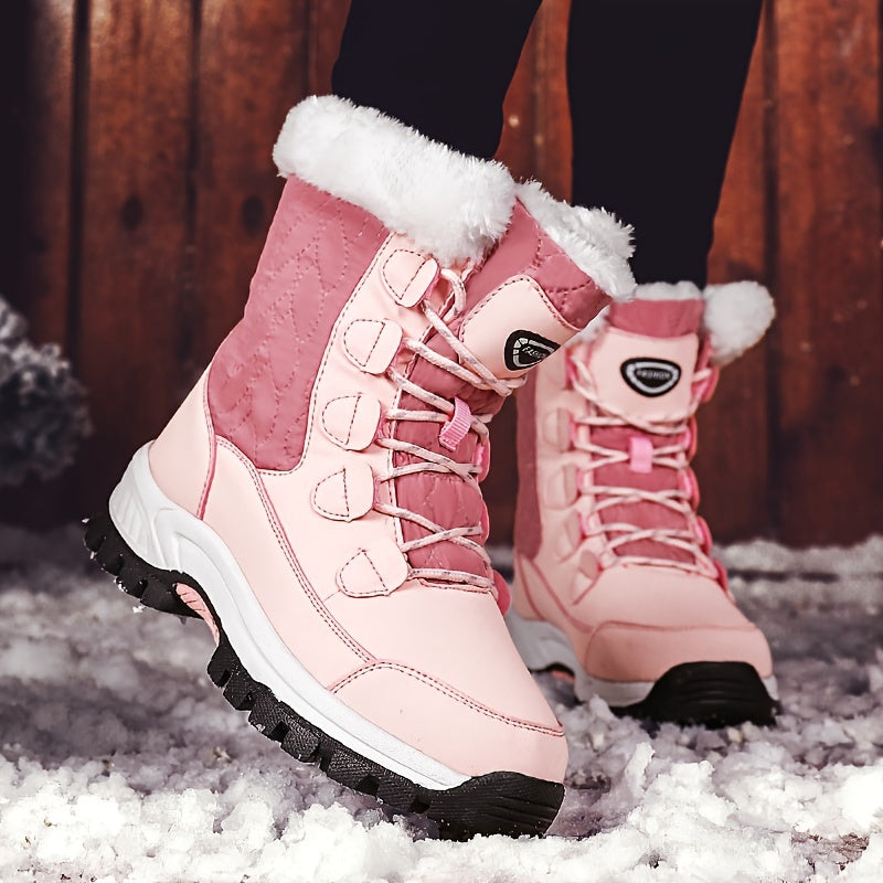 Auriane | Bottes Hiver Femme à Lacets avec Bout Rond & Doublure Chaude