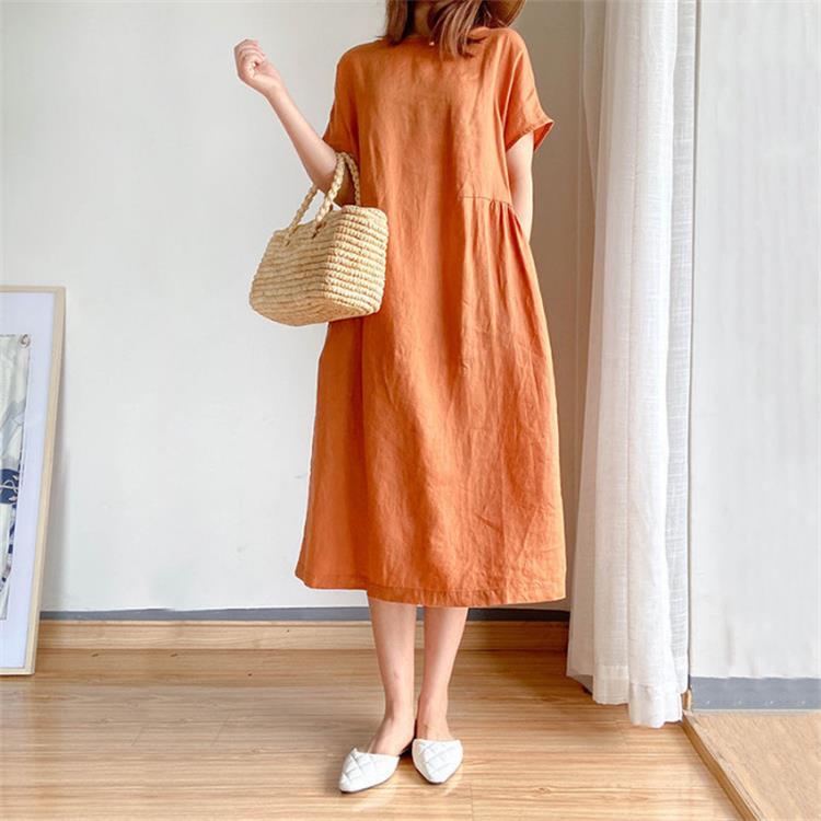 Capucelle | Robe d'Été Femme à Manches Courtes, Coupe Ample et Confortable Midi
