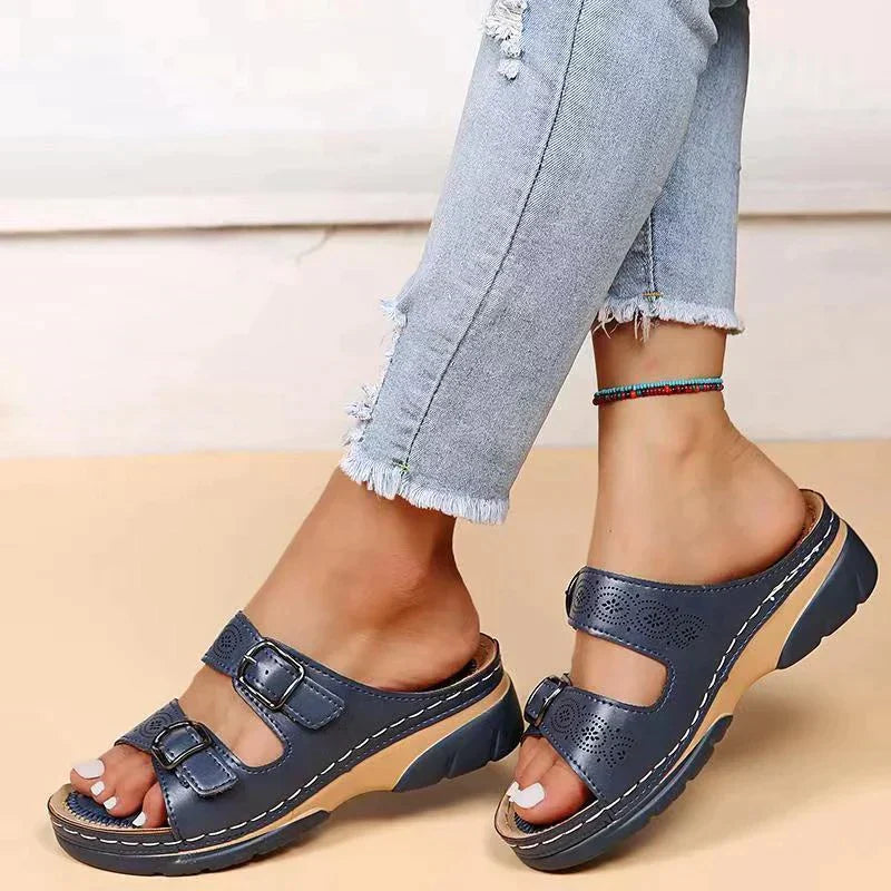 Arlette | Sandales Compensées Élégantes pour Femme – Ouvertes, Confort et Design Antidérapant, Boucles Réglables