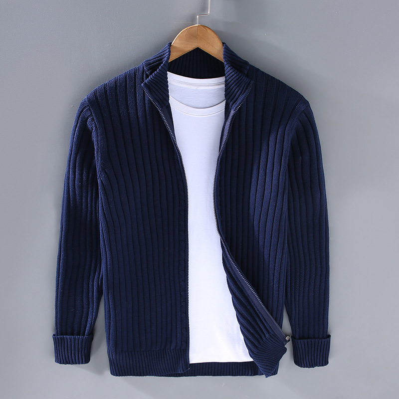 Zane | Gilet Zippé Homme à Col Montant | Cardigan Côtelé Élégant et Confortable pour le Quotidien
