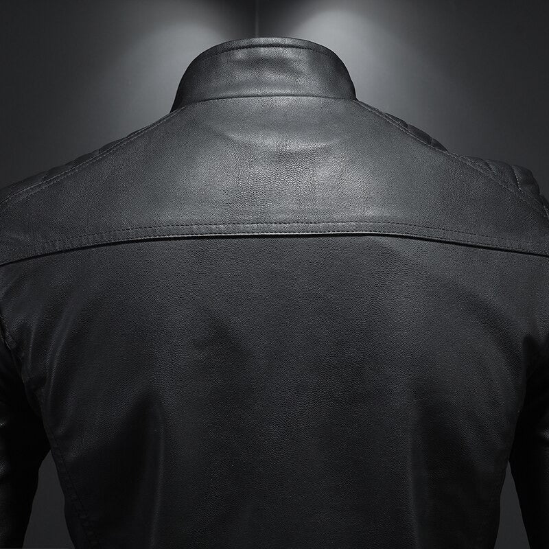 Louis | Veste Homme Style Moto en Cuir Synthétique Confortable avec Fermeture Éclair