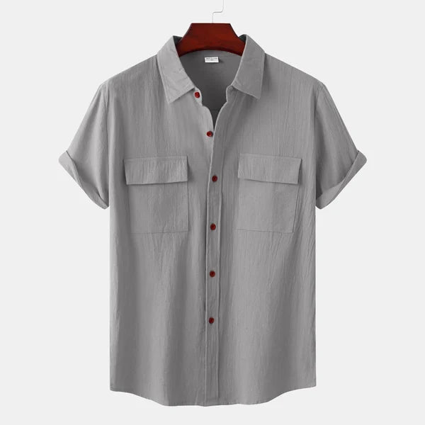 Wilhelm | Chemise Homme Manches Courtes Style Décontracté avec Col Revers et Poches à Rabat – Idéale pour l’Été