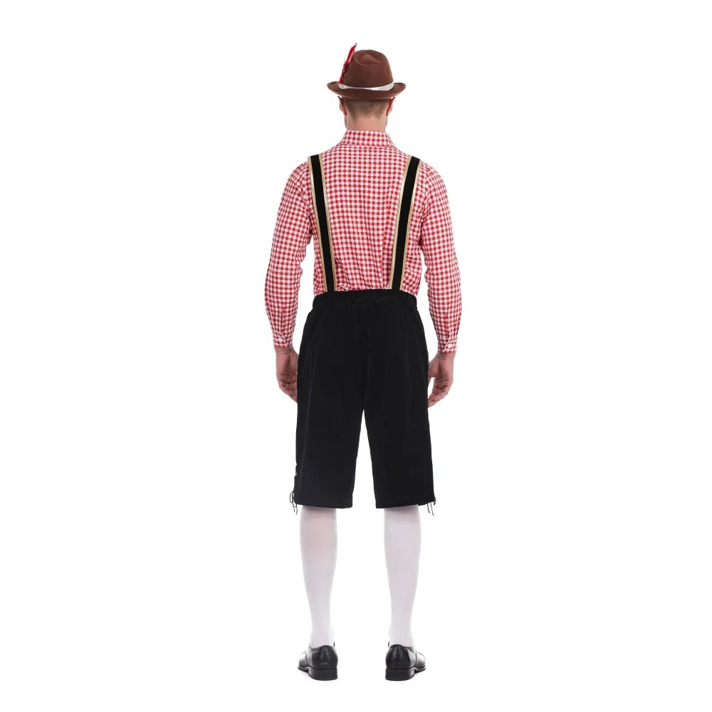 BayernTracht™ | Herren-Lederhosen-Kostüm im 3-teiligen Set mit Hut und Hosenträgern