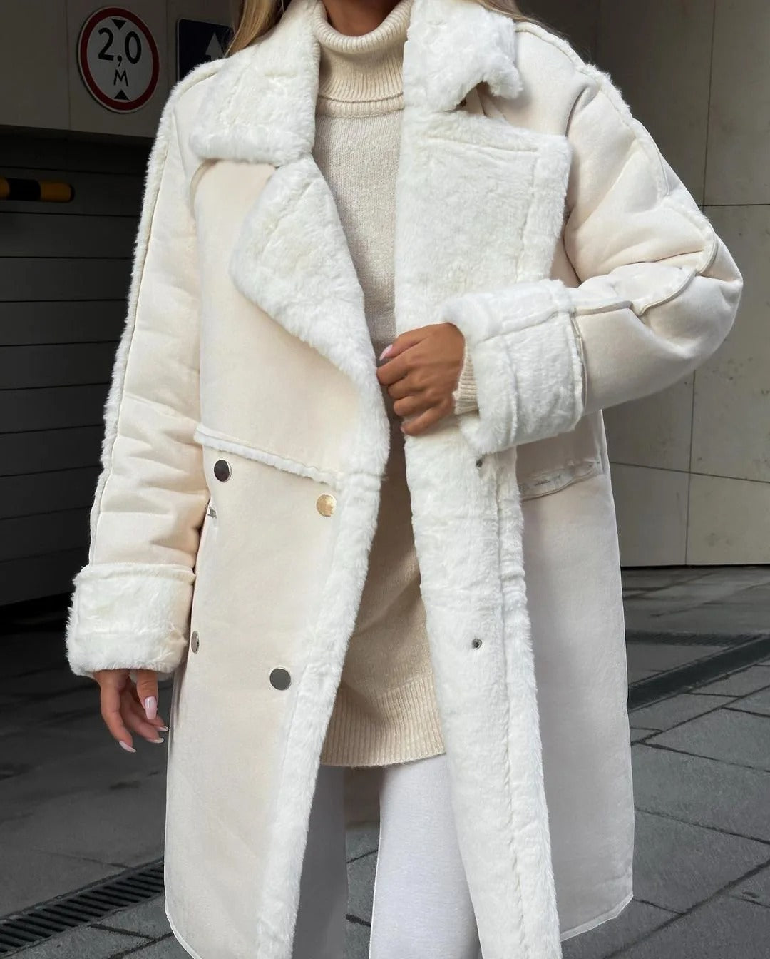 Bérangie | Manteau Femme Long Doublé Polaire Col à Revers