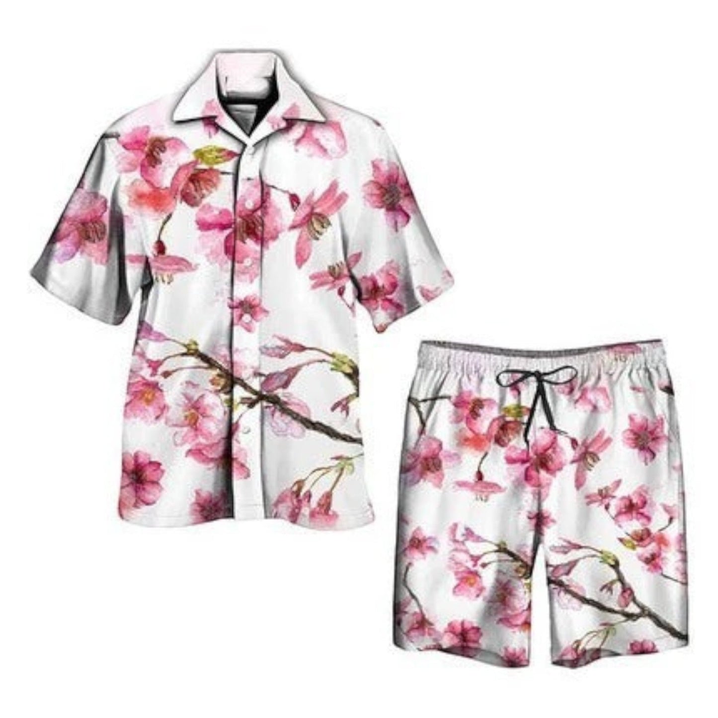 Moritz | Ensemble Été Homme Imprimé Tropical Chemise Manches Courtes Col Revers + Short Taille Élastique