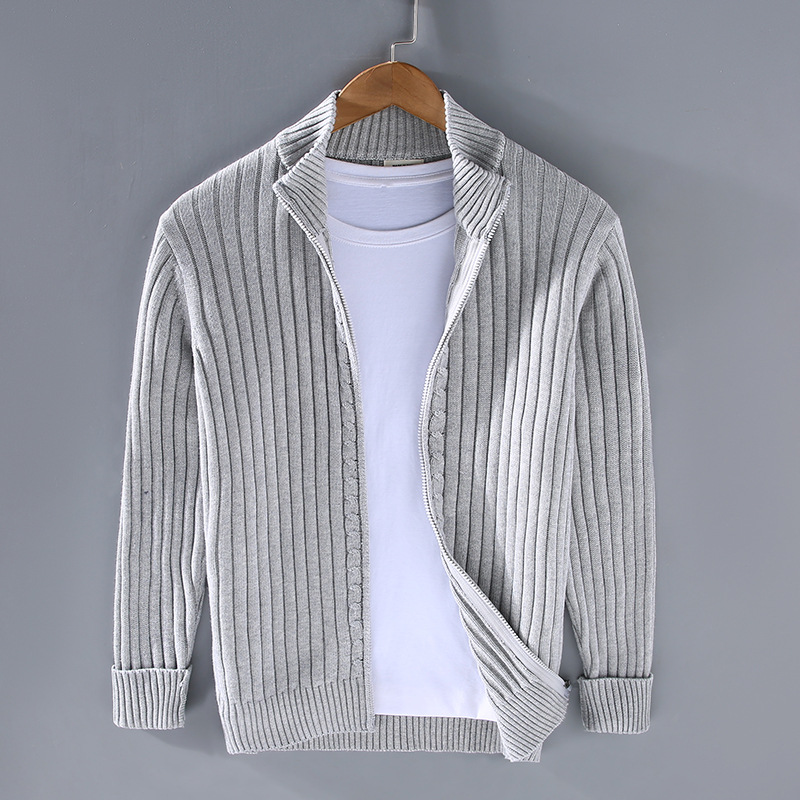Zane | Gilet Zippé Homme à Col Montant | Cardigan Côtelé Élégant et Confortable pour le Quotidien
