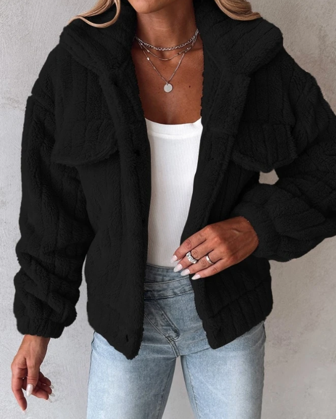 Esclarmonde | Teddy Jacket Femme Courte à Col Revers Élégant & Style Moderne