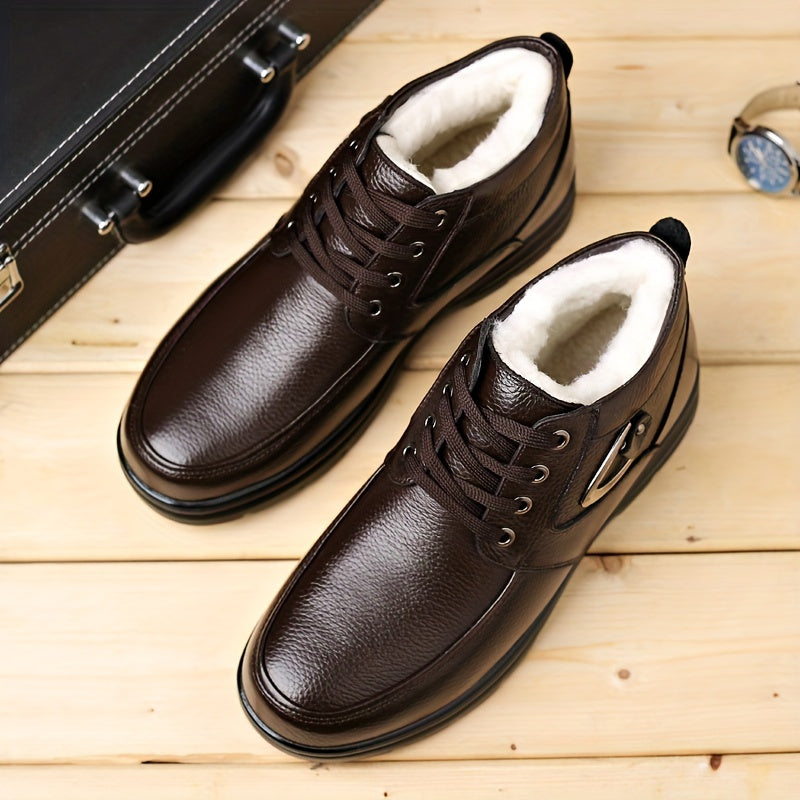 Sylven | Bottes d’Hiver Homme Élégantes, Chaussures Hautes à Lacets avec Doublure Chaude Matelassée