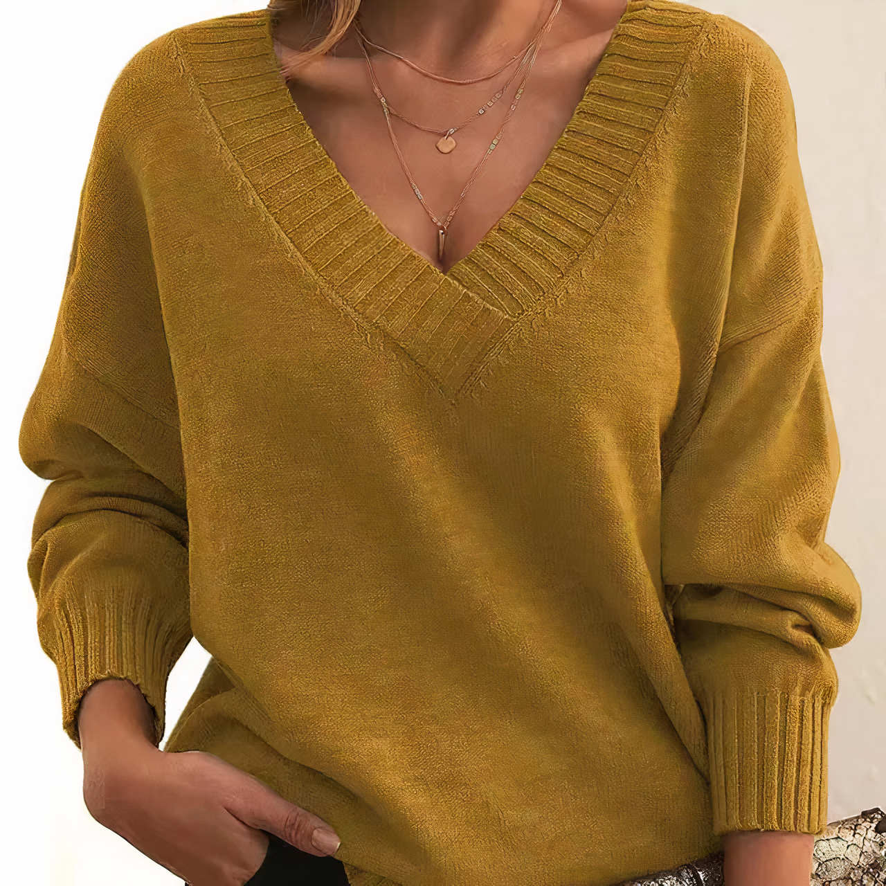Perline | Pull en Cachemire à Col en V pour Femme