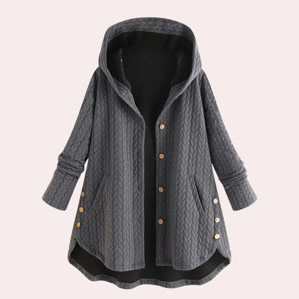 Armel | Manteau Long Femme à Capuche avec Boutons, Style Décontracté
