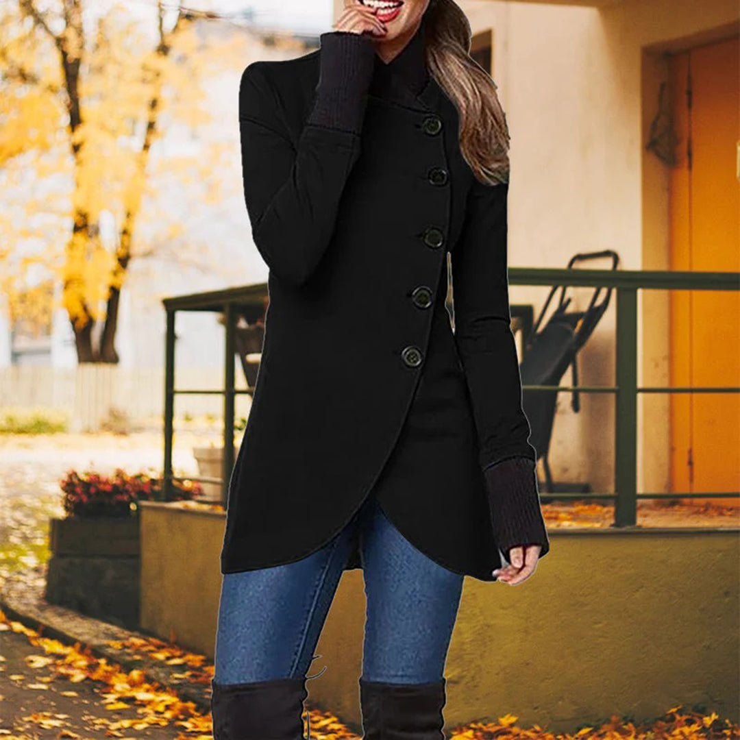Armande | Manteau Asymétrique Élégant pour Femme avec Boutons Stylisés