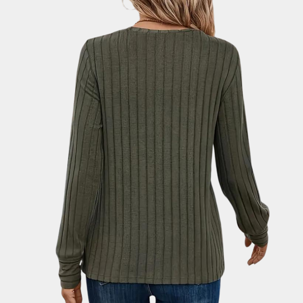 Angélique | Pull Femme Côtelé Élégant à Col Rond
