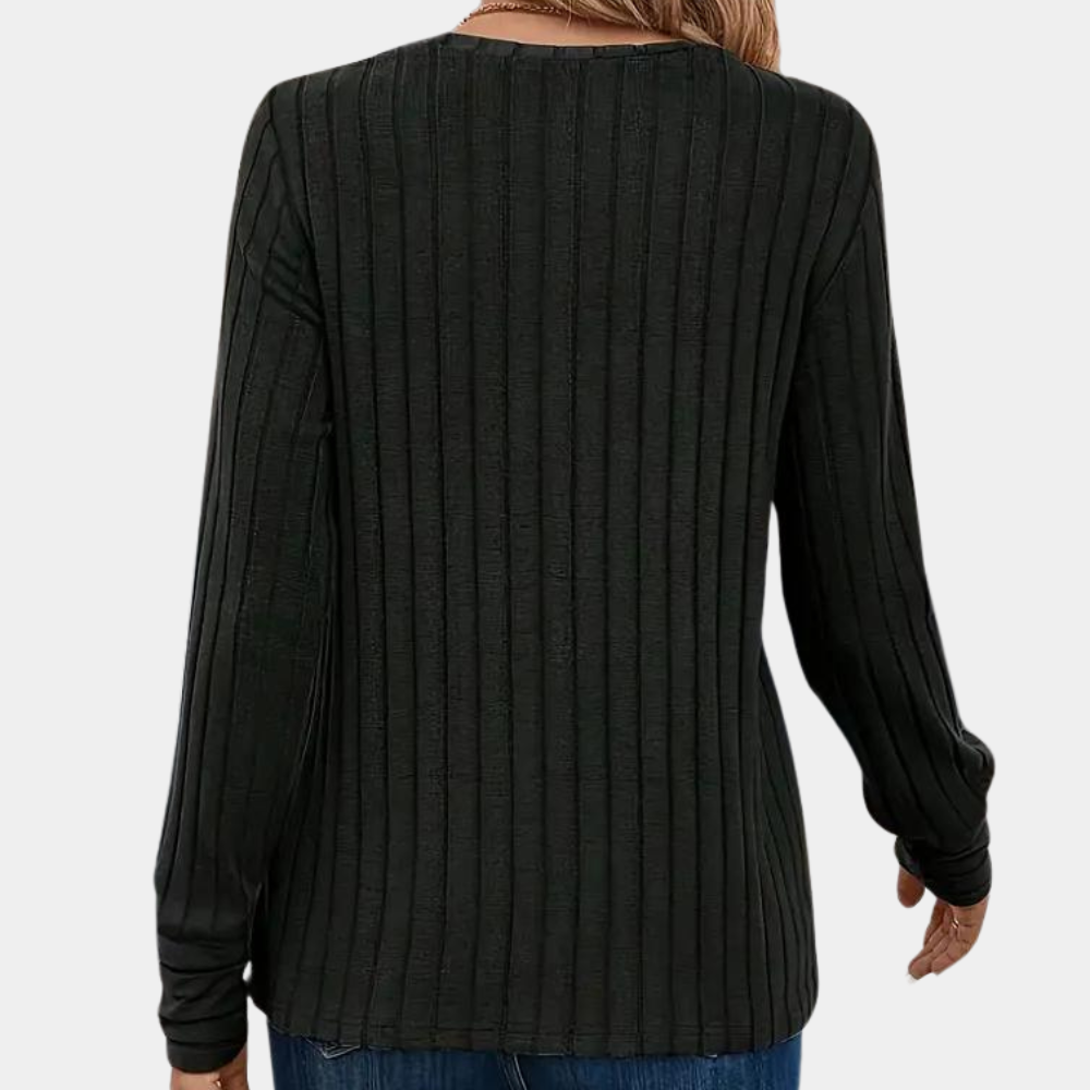 Angélique | Pull Femme Côtelé Élégant à Col Rond