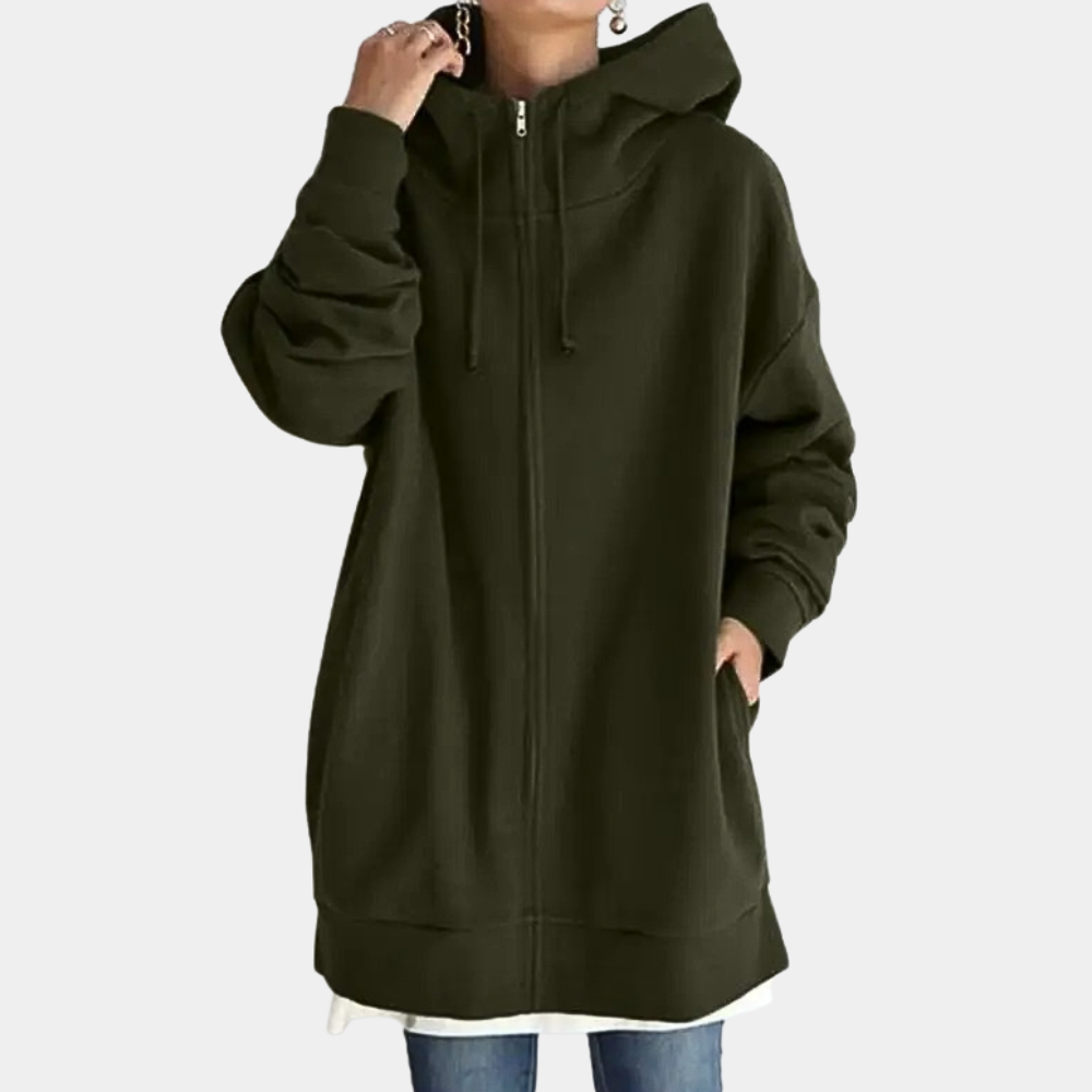 Antoinette | Veste zippée à capuche, col montant, style décontracté