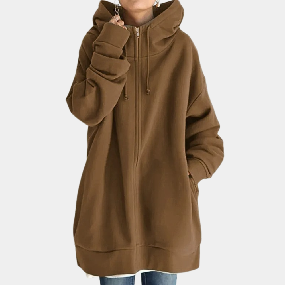 Antoinette | Veste zippée à capuche, col montant, style décontracté
