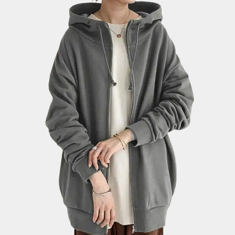Antoinette | Veste zippée à capuche, col montant, style décontracté