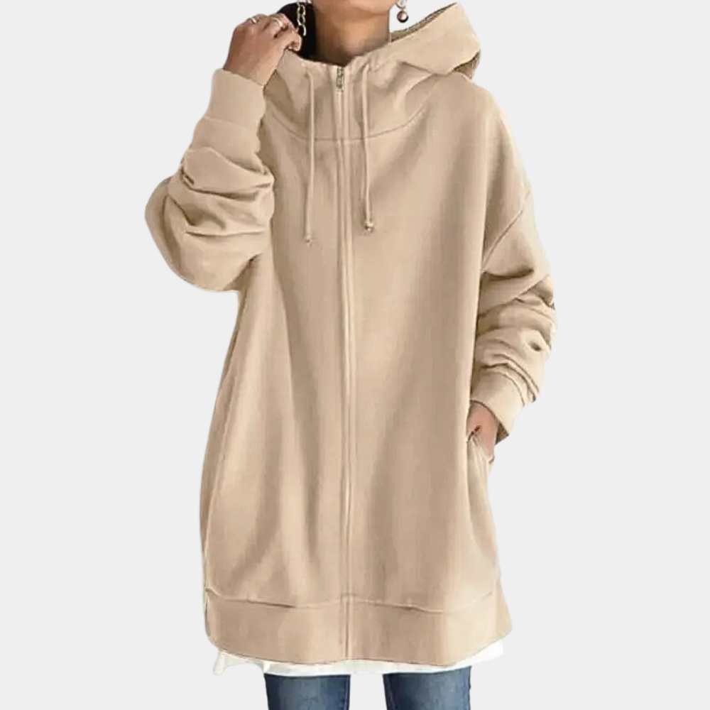 Antoinette | Veste zippée à capuche, col montant, style décontracté