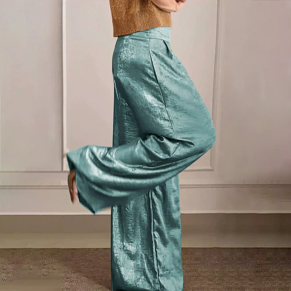 Amélie | Pantalon Large Femme Élégant Couleur Unie