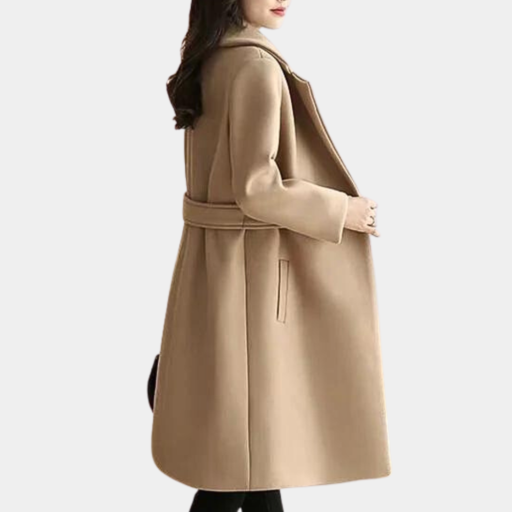 Ambre | Manteau Long Élégant Femme avec Col Revers