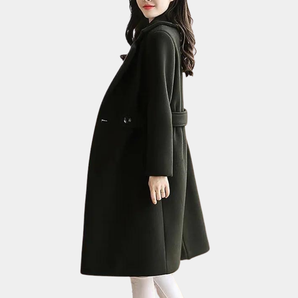 Ambre | Manteau Long Élégant Femme avec Col Revers