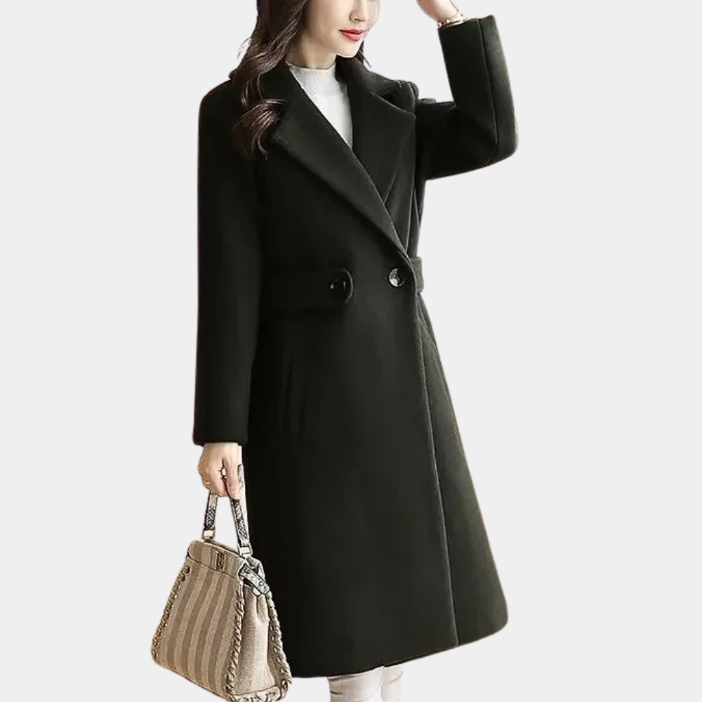 Ambre | Manteau Long Élégant Femme avec Col Revers