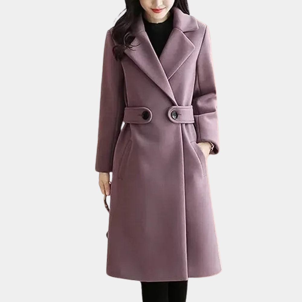 Ambre | Manteau Long Élégant Femme avec Col Revers