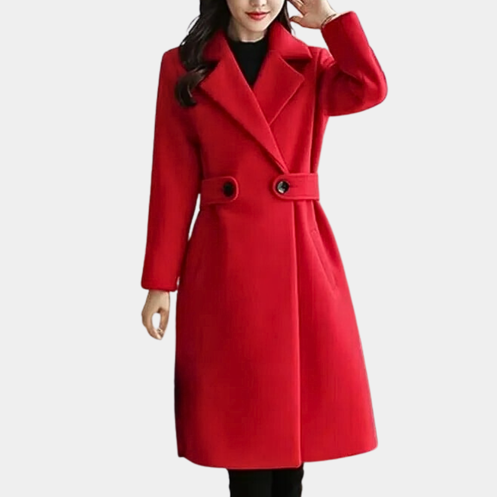 Ambre | Manteau Long Élégant Femme avec Col Revers