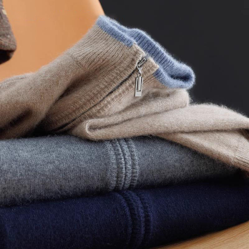 Zachary | Gilet Zippé Homme à Col Montant | Cardigan Minimaliste Uni et Élégant
