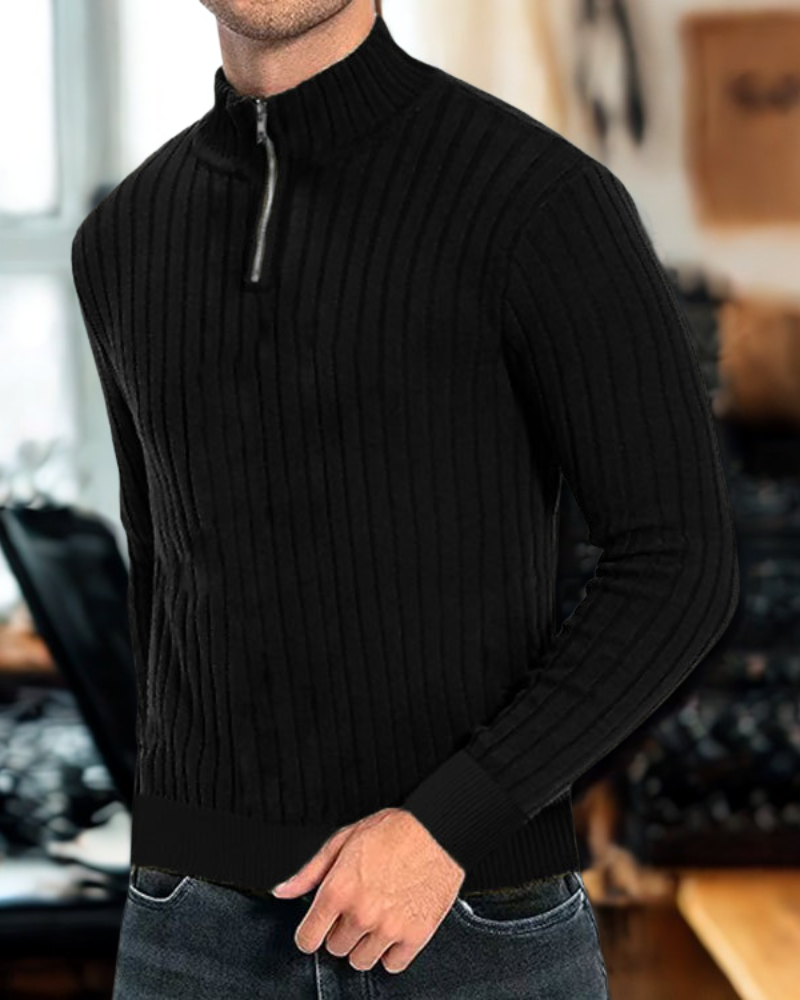 Darian | Pull Homme Col Zippé en Maille Côtelée Confortable et Moderne