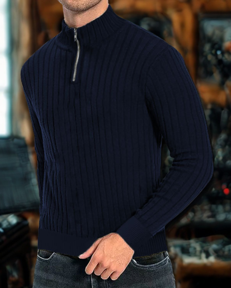 Darian | Pull Homme Col Zippé en Maille Côtelée Confortable et Moderne
