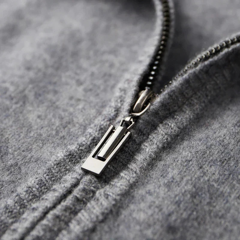 Zachary | Gilet Zippé Homme à Col Montant | Cardigan Minimaliste Uni et Élégant