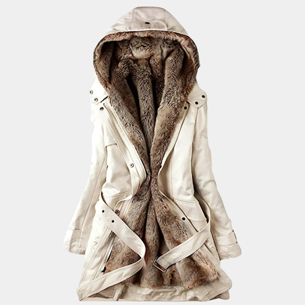 Armance | Manteau d’Hiver Femme Doublé de Fausse Fourrure avec Capuche