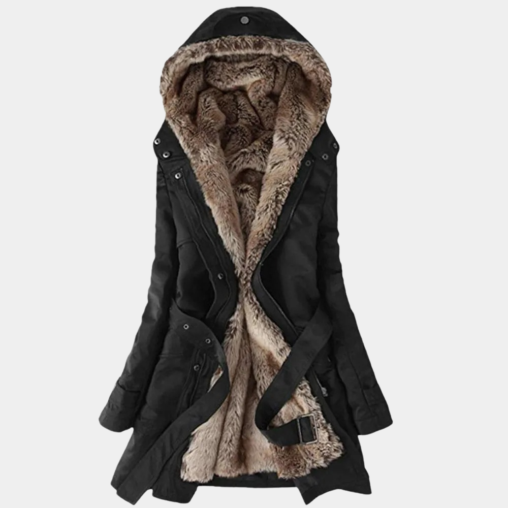 Armance | Manteau d’Hiver Femme Doublé de Fausse Fourrure avec Capuche