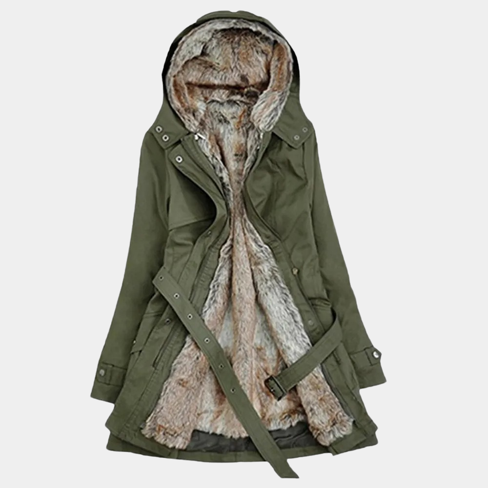Armance | Manteau d’Hiver Femme Doublé de Fausse Fourrure avec Capuche