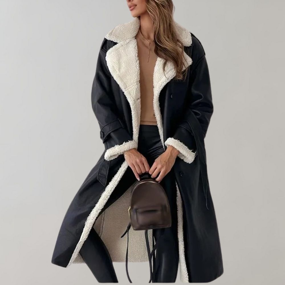 Aurélie | Manteau Long Femme Élégant à Double Boutonnage avec Doublure Chaude | Look Sophistiqué
